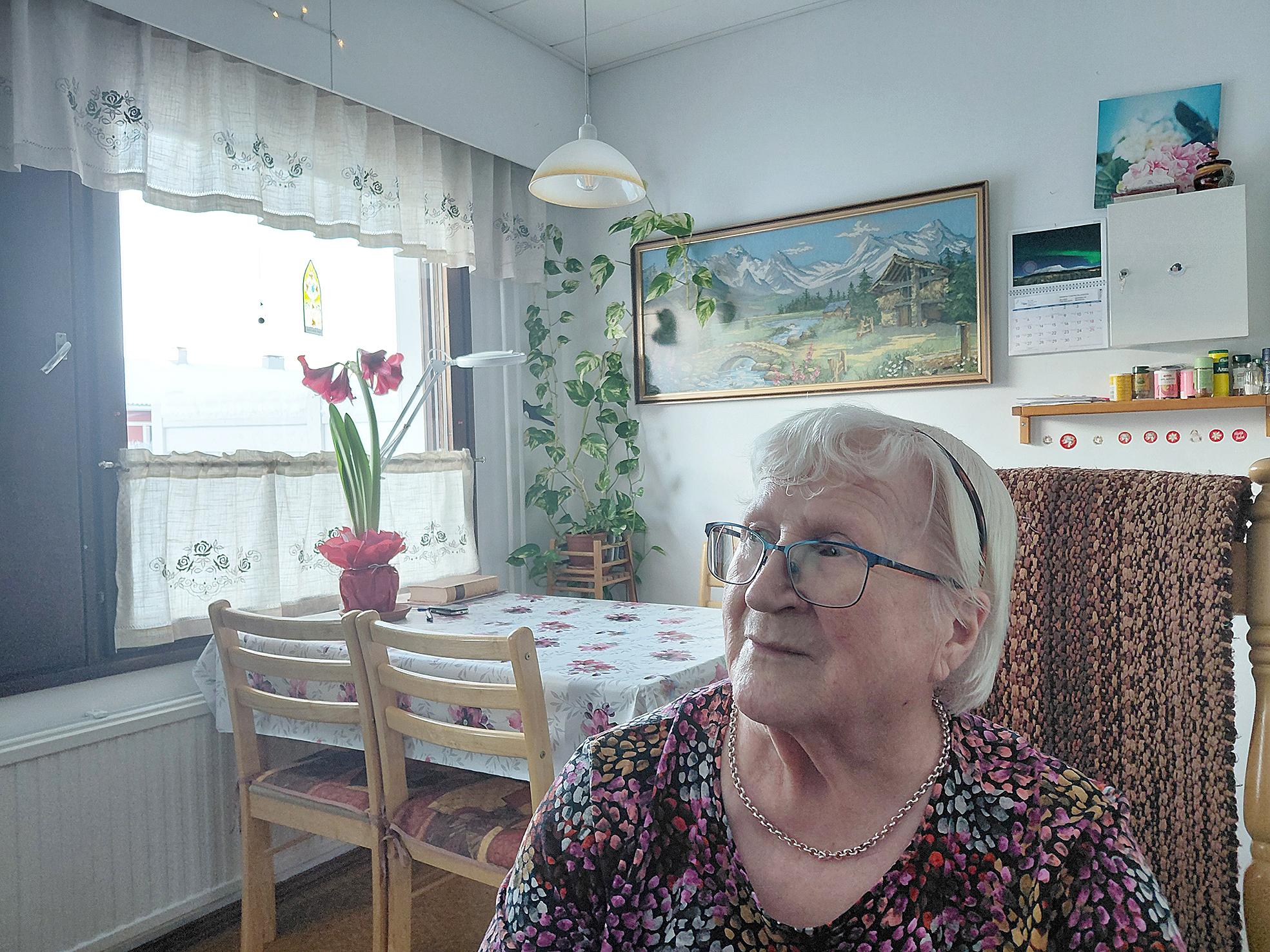 Hiljaista on elo. Ei ole yksinäistä, kun kotihoidon väki käy päivittäin.
