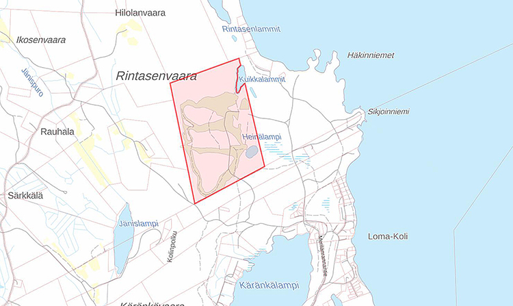 Rintasenvaaran kaava.alue sijaistee entisen Loma-Kolin laskettelukeskuksen alueella.