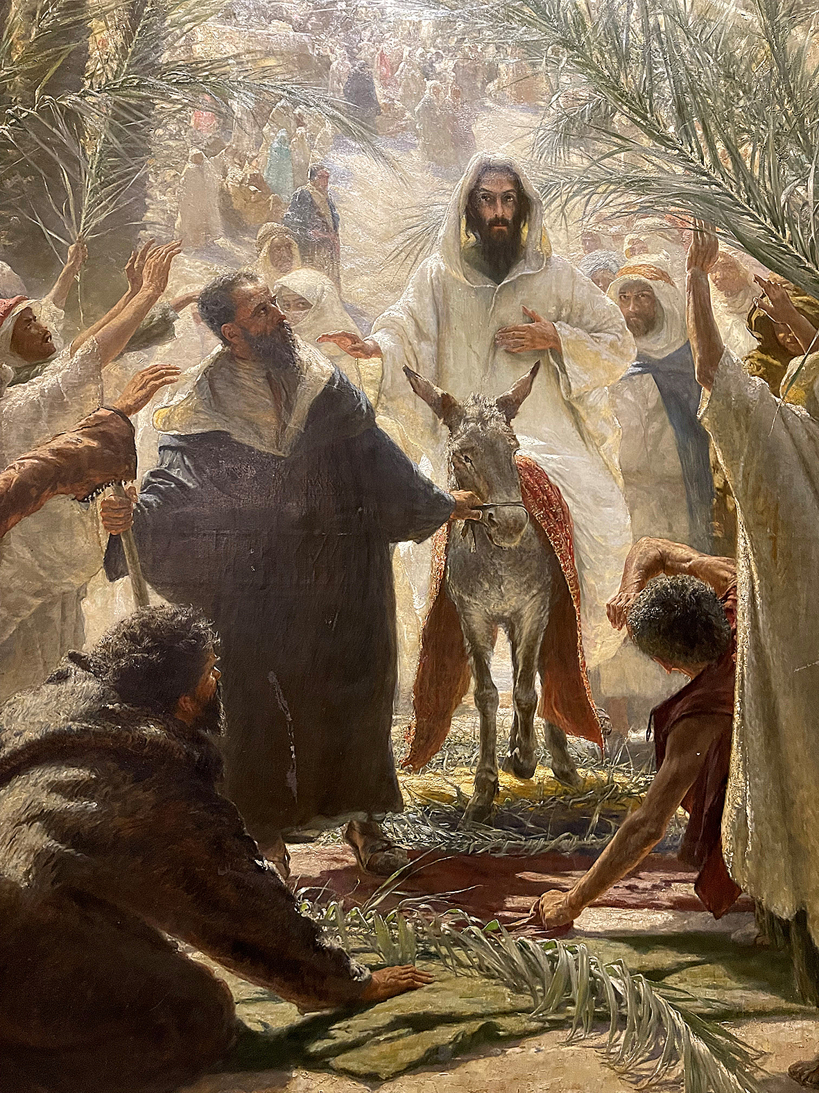 Jeesus saapuu Jerusalemiin. Kuva Ylösnousemuksen kirkosta Jerusalemista. Kuva: Jari Jolkkosen kotialbumi