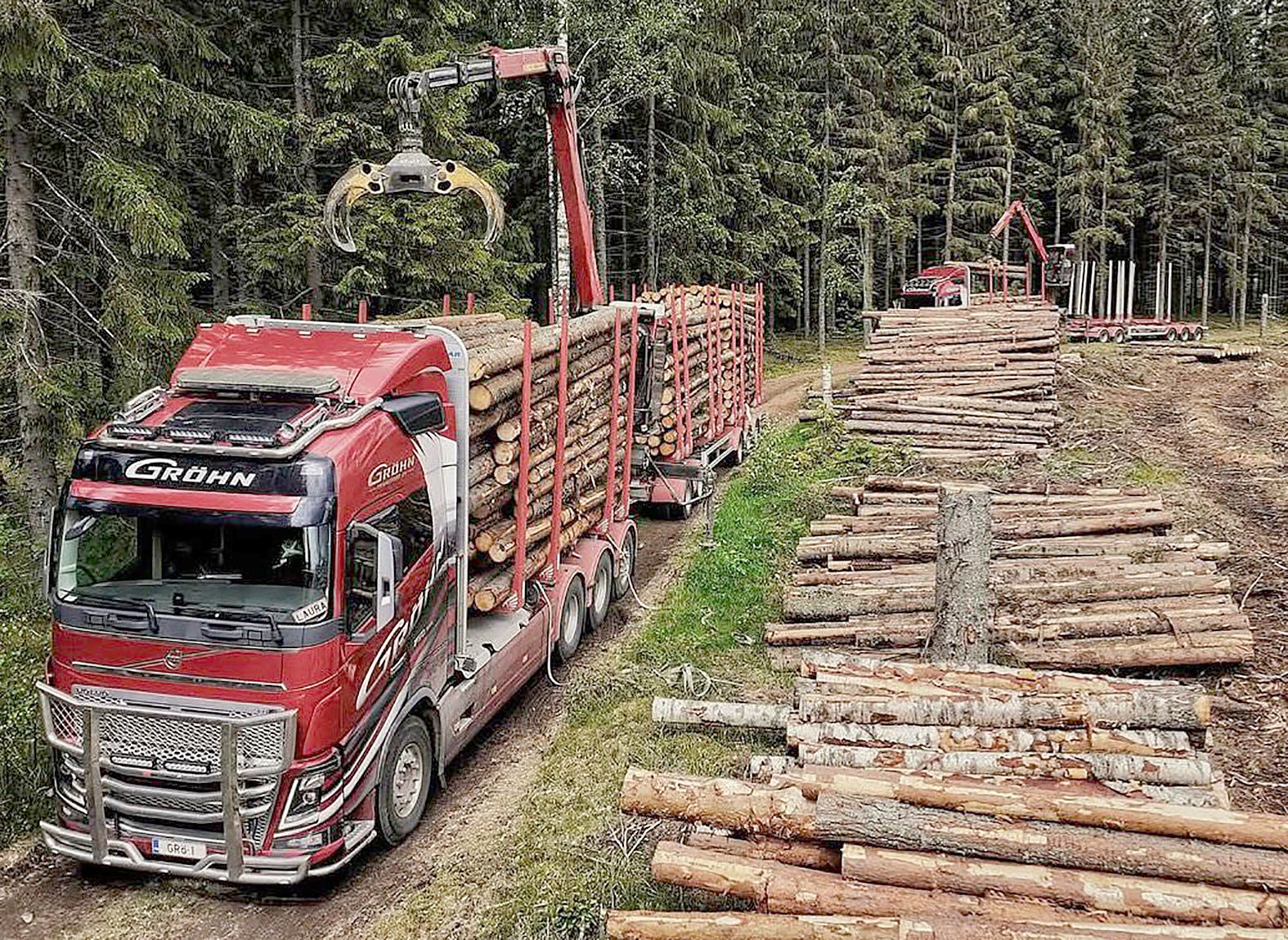 Puunkorjuuta saloilla. Kuva Gröhn Transport Oy